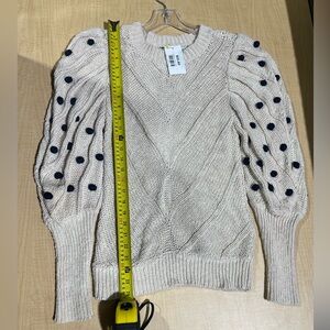 Marie Oliver Cream Sweater with Navy Dots